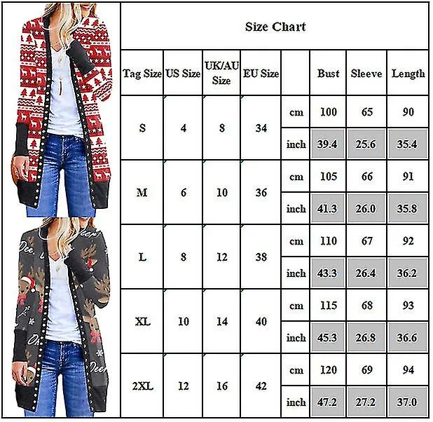 Kerst Vest Vrouwen Lange Mouw Xmas Trui Casual Open Front Jas